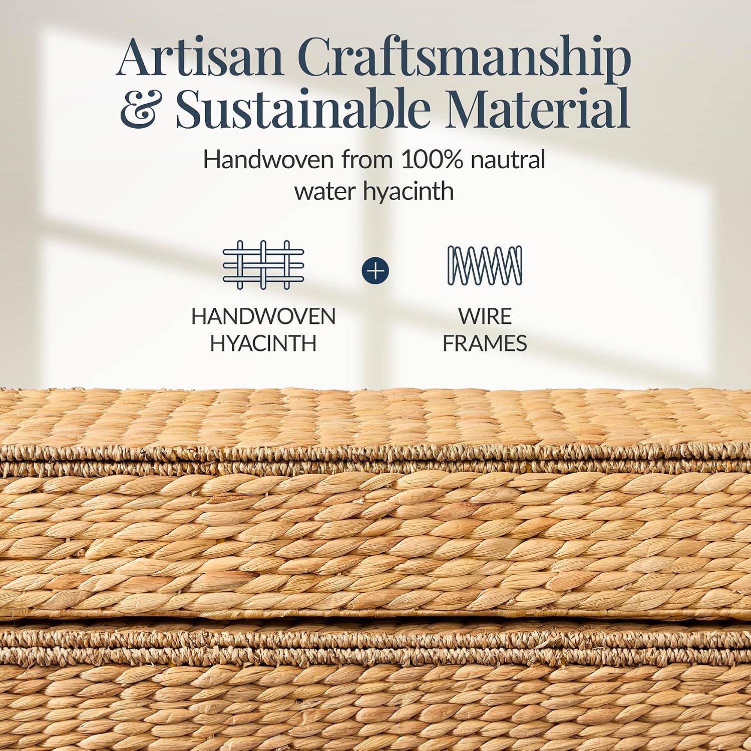 Best Choice Products Under Bed Storage Containers W/Lid, Wheels and Handles, 2-Pack Large Handwoven Water Hyacinth Closet Organizer, Shoe Storage Bins, Multi-Purpose Nesting Baskets - Natural