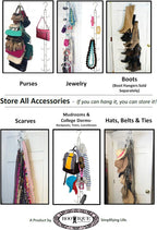 Over Door and Closet Purse Hanger Organizer- 12++ Max Purse Storage, Bag Holder Rotates 360, Quality Heavy Duty Chrome Holds 50lbs; Purses, Handbags, Totes, Crossbody, Backpacks, Fanny, Belt Bags