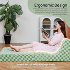Bean Bag Chair with Checkerboard Shaker Fleece Fabric, Folding Sofa Bed, Floor Sleeper Lounge Chair, Lazy Sofa for Living Room, Bedroom, Apartments (Mint Green)