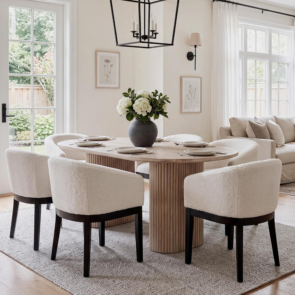HNY Barrel Dining Chairs Set of 6, Mid Century Modern Upholstered Dining Chai...
