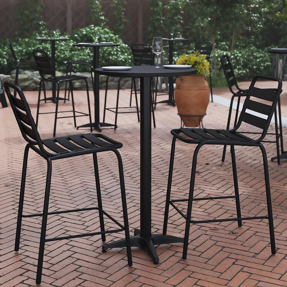 Flash Furniture 23.25 in Indoor/Outdoor Round Table with Flip-Up Top, Black