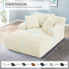67 Inch Chaise Lounge Chair Indoor, Oversized Corduroy Upholstered Boneless Sofa Bed, Deep Seat Sleeper Couch Reading Chairs, Cloud Sofas Couches for Living Room, No Assembly Required (Beige)