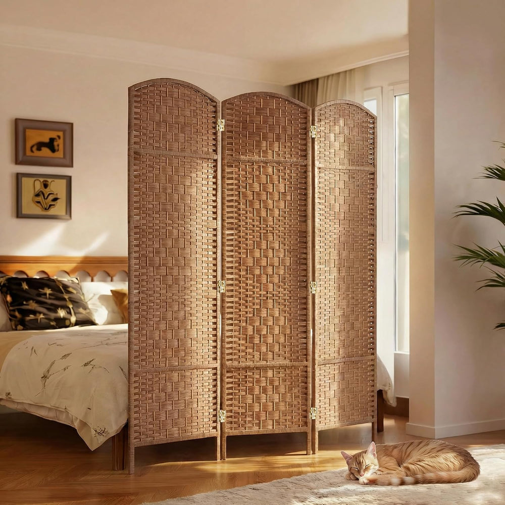 HOMCOM Room Divider 3-Panel, 6FT-Tall Folding Privacy Screen, Natural