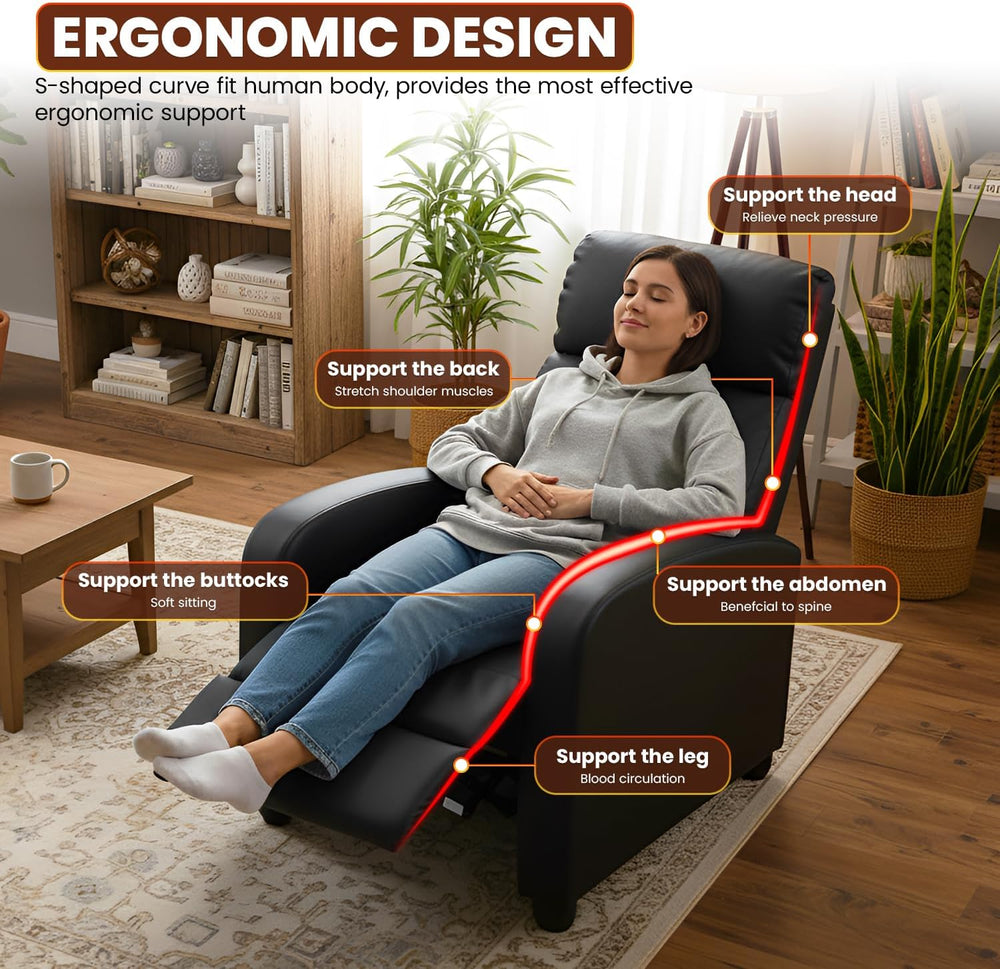 FDW | Recliner Chair | Without Massage Function | Black, PU Leather