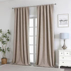 Joydeco 100% Total Blackout Curtains Custom Size for Bedroom Living Room Darkening Long Textured Drapes Thermal Insulated Back & Tab Rod Pocket 1 Panel(Linen,Custom Size)