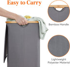 Lifewit 100L Laundry Basket with Lid, Clothes Hampers for Laundry with Bamboo Handles and A Removable Bag, Large Foldable Laundry Hamper for Bedroom, Bathroom, Dorm, Laundry Room, Gray