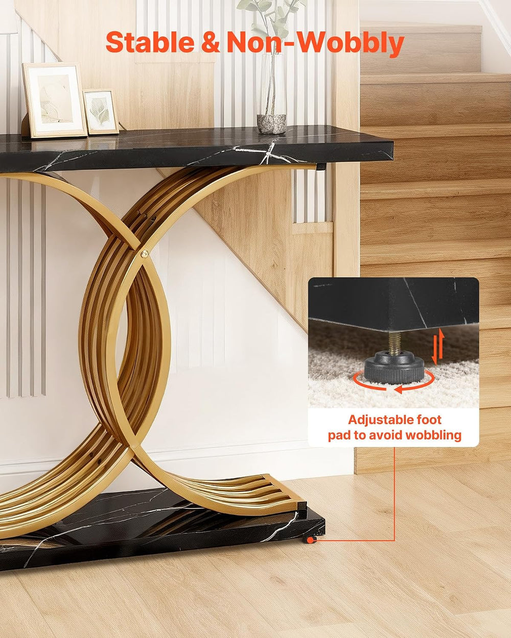 VEVOR 39 in Gold Console Table, Modern Desk Behind The Couch, Wood Rectangle ...