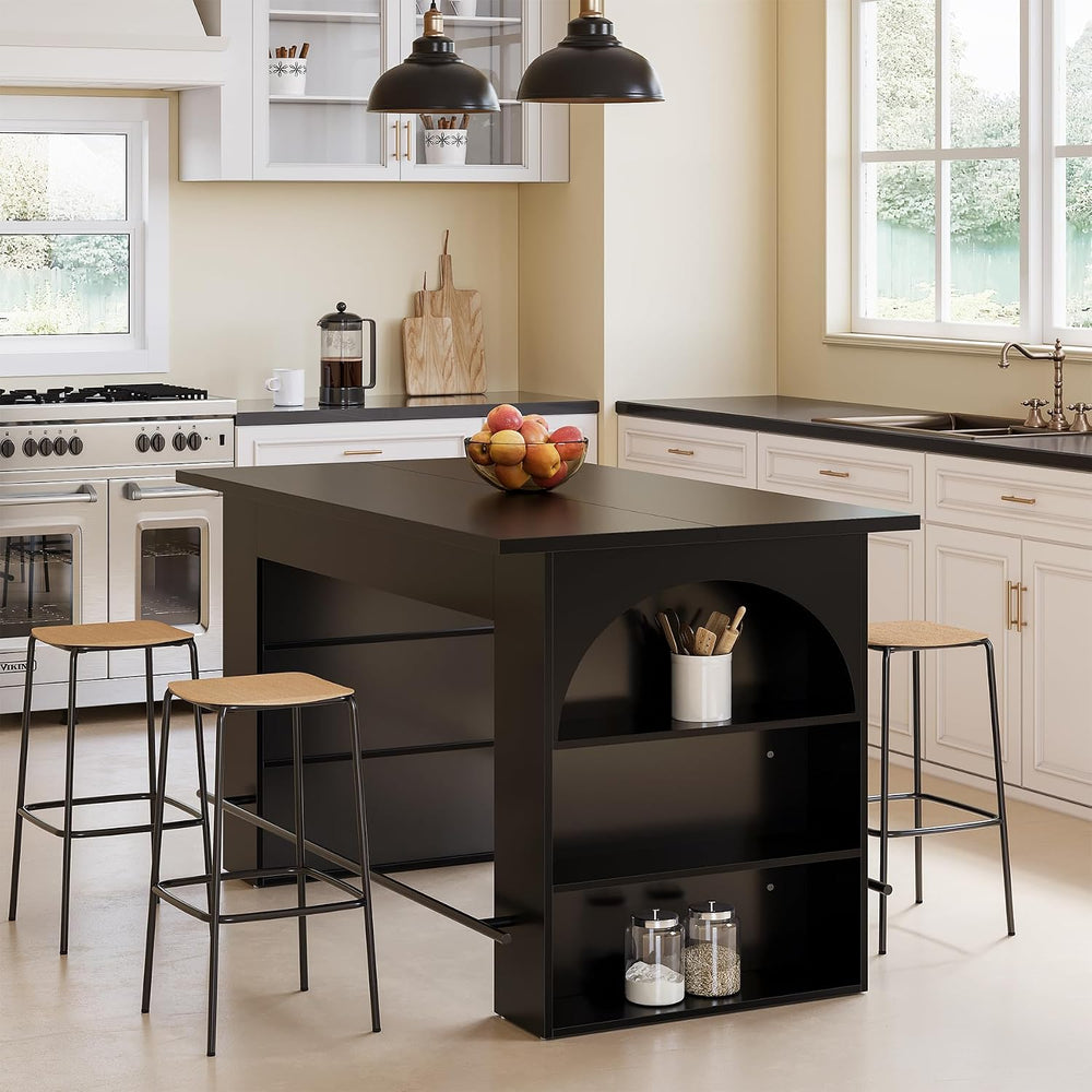 LITTLE TREE 63" Kitchen Island with Storage, Large Prep & Dining Tab...