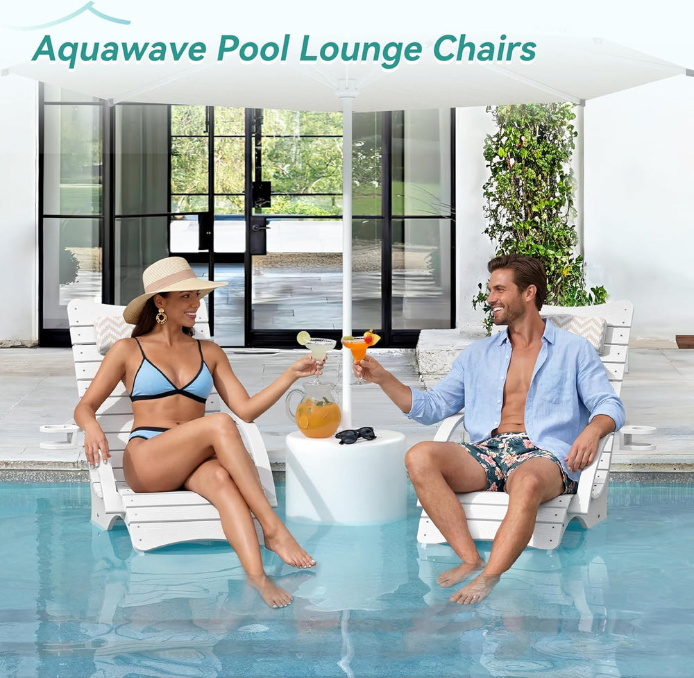 Pool Lounge Chairs Set of 2, Shallow Water 8-10 Inches Deep, HDPS Fade Resist...