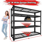 Storage Shelves 2PCS, Garage Shelving Heavy Duty 2800 LBS Capacity, 48" L x 18" W x 72" H Adjustable Metal Shelving Organizer Wire Rack, 5 Tier Utility Shelf Unit for Pantry Closet Warehouse