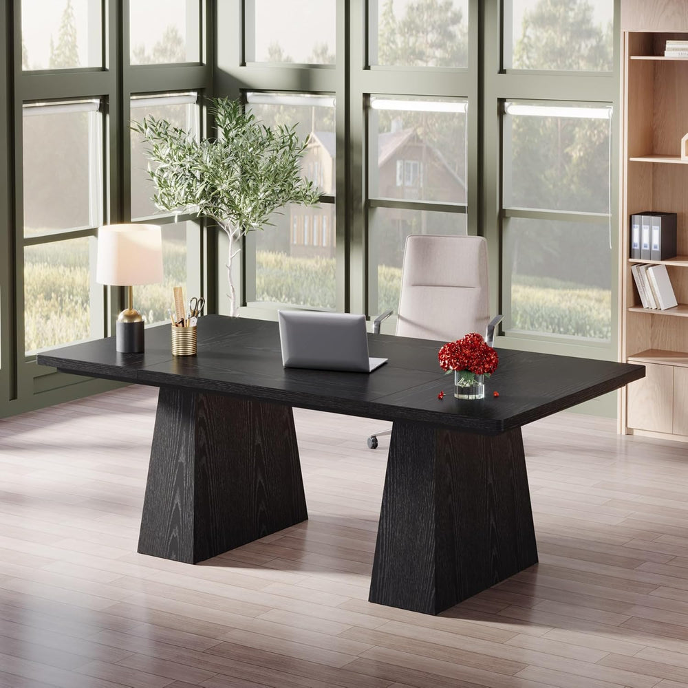 Tribesigns 63-Inch Executive Desk, Large Office Computer Desk with Double Ped...