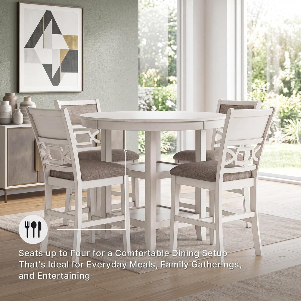 Signature Design by Ashley Round Dining Table Set for 4, Counter Height | 42-...