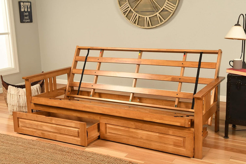 Kodiak Furniture Monterey Queen-size Futon, Storage Drawers, Butternut Finish...