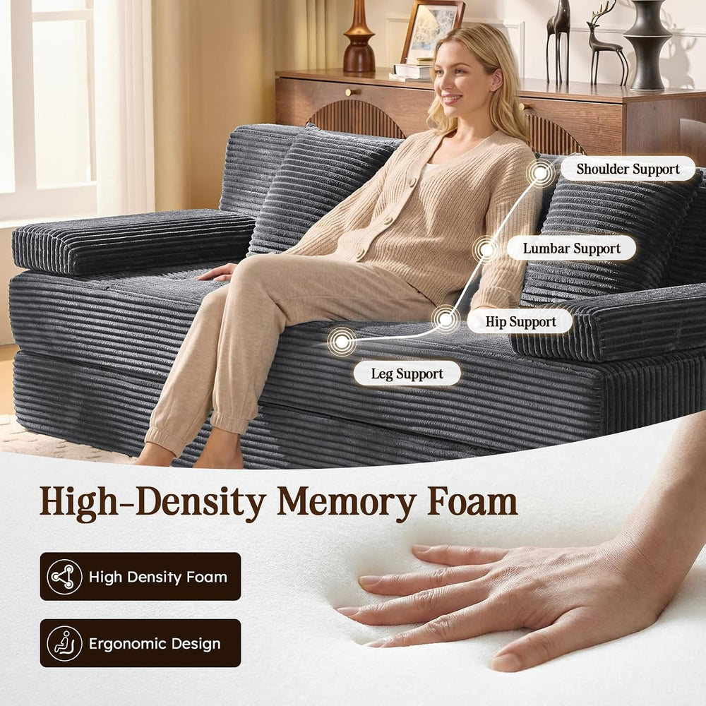 78.7IN Convertible Folding Sofa Bed, 3 Seater Sleeper Sofa Couch | No Assembl...