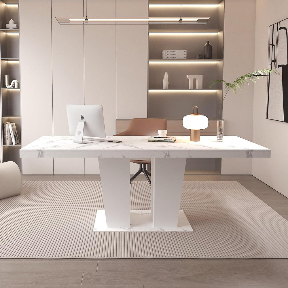 SSLine Rectangular Extendable Dining Table 63"-78.7" Large Conferen...