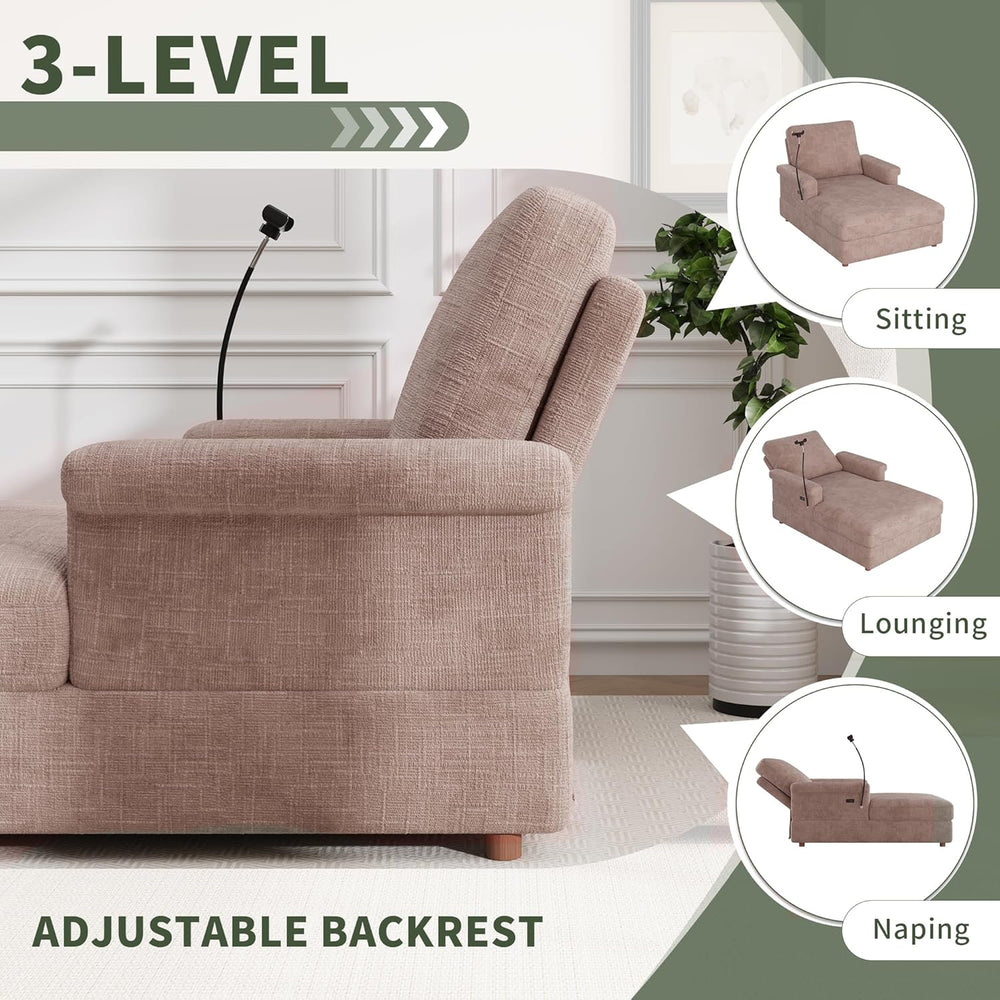 EJUNQ 66.5" Oversized Chaise Lounge Chair Indoor，Cozy Sofa Bed with Phon...