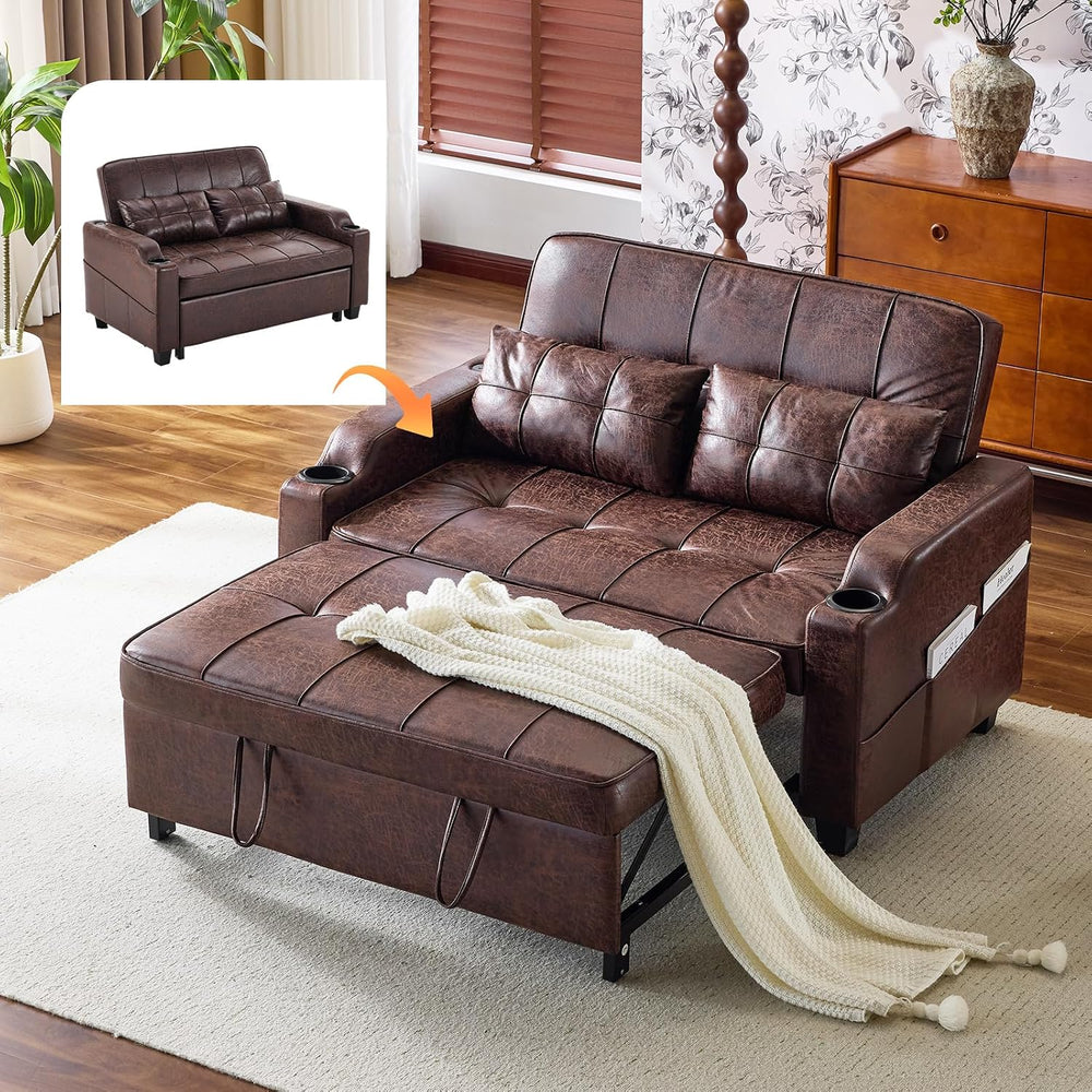 VINGLI Rustic Futon Sofa Bed Convertible Loveseat Sleeper Sofa Couch, Pullout...