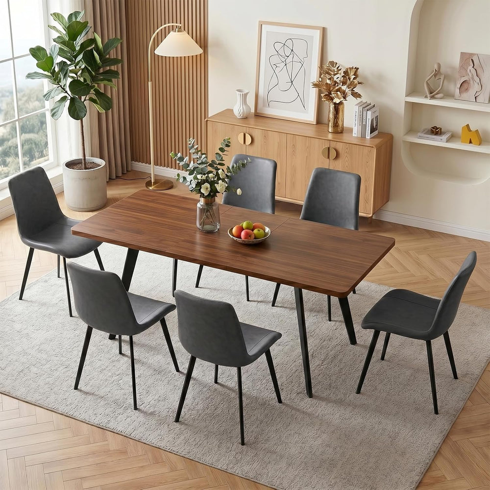 Zerifevni 70.87" Large Extendable Dining Kitchen Table with 6 Chairs | C...