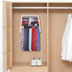 Tie Rack Wall Mounted, Adjustable Angle Tie Organizer for 60 Ties & Scarves | Holds up to 60 Ties, 10 Angle Slots, Wall-Mounted Easy Installation, Long-Lasting Design
