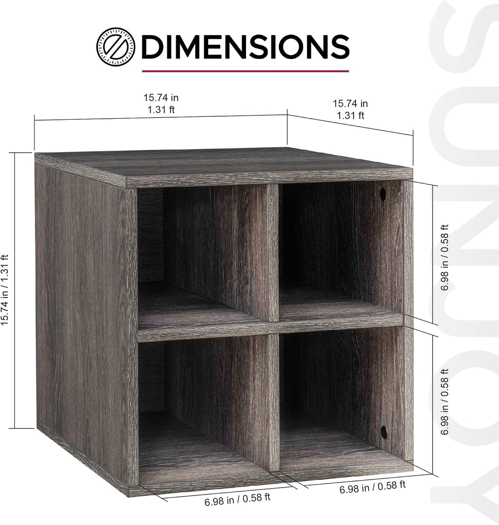 Sunjoy Quub Quarter Saving Stackable MDF Wood Cabinet for Living Room, Bedroo...