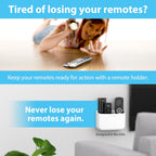 TotalMount Hole-Free Remote Holder – Eliminates Need to Drill Holes in Your Wall (Premium White Holder for 2 or 3 Remotes)