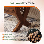 Solid End Table, 2-Tier Couch Side Table with Arched Legs for Small Space, Living Room, Easy Assembly, Rustic Walnut
