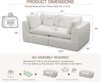 79'' Oversized Cloud Sectional Boneles Loveseat for Living Room, Modern Big Compressed 2 Seater Couch with 2 Throw Pillows, Comfy Chenille Deep Seat Memory Foam Spineless 2 Person Couch, Beige | No Assembly Needed, Premium Chenille, Flexible Modular, W...