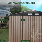 GVDV 10x14 FT Outdoor Metal Storage Shed, Durable Garden Shed with Updated Frame Structure for Backyard, Patio, Tool Storage, All-Weather Shelter for Bike, Gardening Tools, Lawn Mowers, Grey