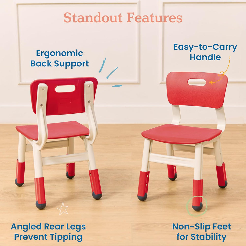 ECR4Kids Classroom Adjustable Chair, Flexible Seating, Red, 2-Pack