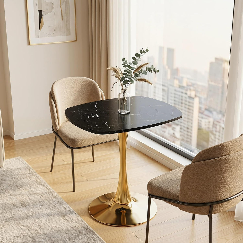 24 Inch Square Tulip Bistro Table for 2-4, Small Dining Table with Gold Metal...