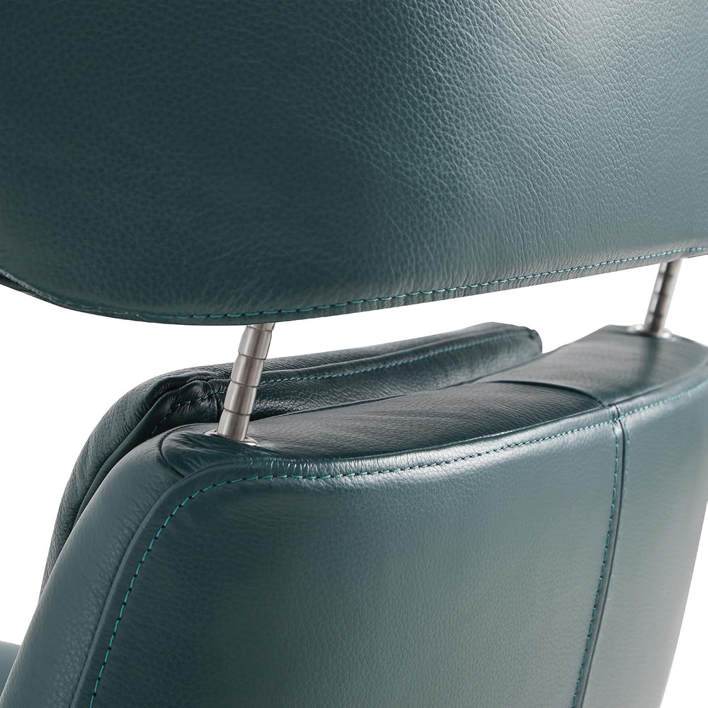 CHITA Genuine Leather Reclining Swivel Accent Chair with Ottoman, Teal | Eame...