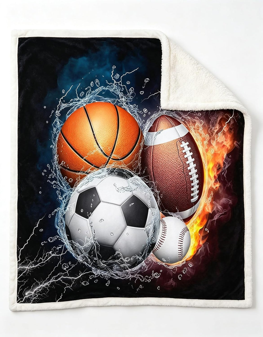 Erosebridal Sports Ball Sherpa Throw Blanket 40"x50"