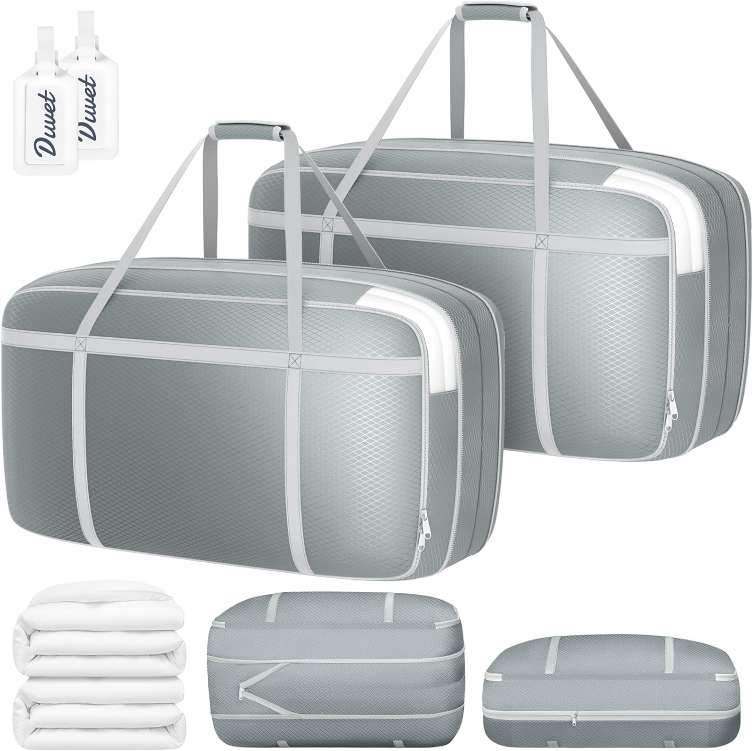 DIMJ Compression Moving Bags - Extra Large Heavy Duty Comforter Storage Bag with Window, Packing Totes With Strong Handles & Zipper, Space Saving Box Containers For Blanket, Clothes, Bedding, 2 Pack