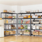 5 Tier Storage Shelves 71" H Wire Shelving Adjustable Metal Shelving,1000LBS Pantry Shelves Sturdy Steel Wire Shelf for Kitchen Commercial Pantry Garage Warehouse,71" H X35.5 W X13.8 D, Black