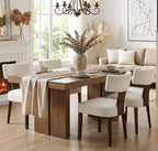 Mid Century Modern Dining Chairs Set of 4, Upholstered Wooden Dining Room Chairs, Farmhouse Kitchen Chairs, Accent Armless Side Chairs with Curved Back for Living Room, Cream Velvet, 4PCS