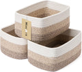 Small Storage Baskets for Organizing | Closet Organizer Bins | Shelf Toy Basket | Woven Rope Baskets | Cube Decorative Box | Shallow Basket |11.5x7.5x4.7”| 3 Packs Gradient Brown