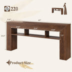 EnHomee 63" Console Table with 3 Shelves Behind Sofa, Dark Brown | Renters & Homeowners, Wood, Holds 220 Lbs, Anti-tip Kit & Non-Slip Pads