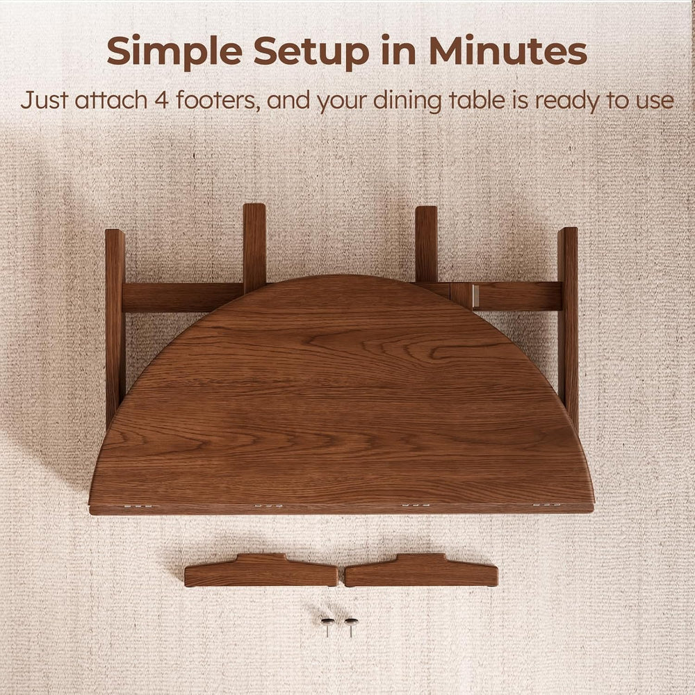 47.2" Solid Wood Small Round Dining Table, 3 in 1 Space Saving Folding D...