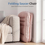 DUMOS Comfy Saucer Chair, Small Foldable Floor Chair, Fabric | Adjustable Back Support, Bedroom, Living Room, Dorm Gaming, Small Spaces Apartment, Adults, Dark Pink