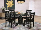 East West Furniture SHCL5-BLK-W 5 Piece Dining Room Table Set Includes a Round Wooden Table with Pedestal and 4 Kitchen Dining Chairs, 42x42 Inch, Black