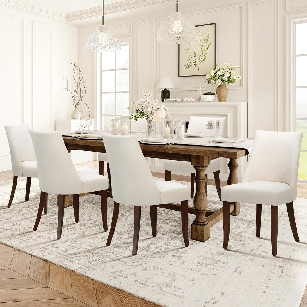 COLAMY Upholstered Modern Dining Room Chairs Set of 6, Beige