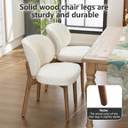 YOUNIKE Dining Chair with High Back Single Mid Century Modern Kitchen Chair Boucle Fabric Upholstered Armless Accent Chair 20" Wide Padded Seat with Wooden Leg for Dining Living Room Bedroom Beige