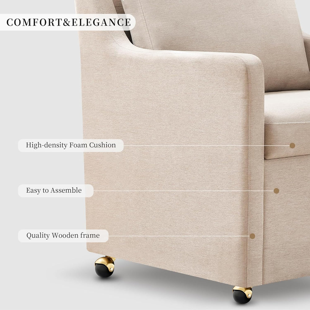 Modern Dining Chair, Linen Upholstered Dining Chairs with Back Pillow and 4 C...