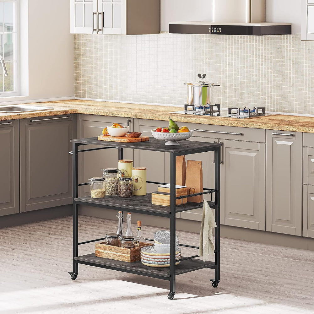 HOOBRO Kitchen Island with Storage,Industrial Kitchen Island on Wheels and Si...