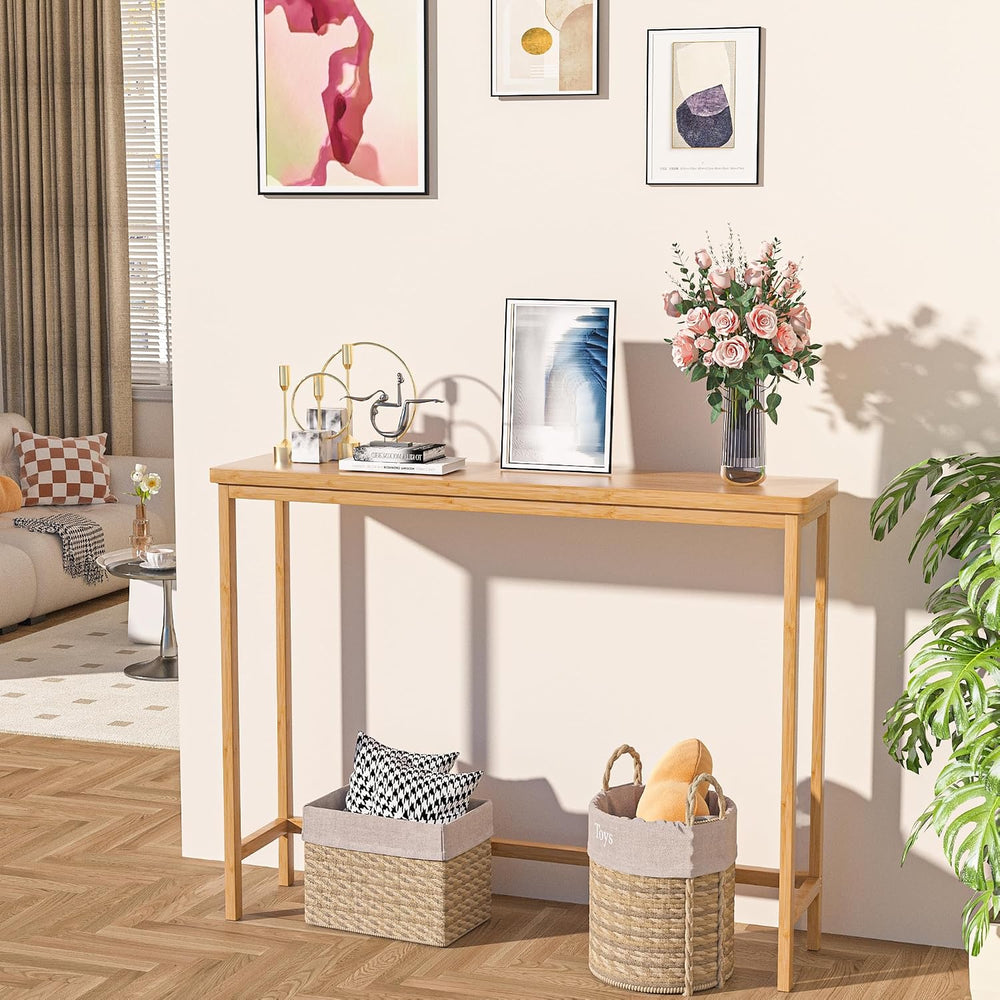 VASMIA Console Table, Entryway Table, Narrow Sofa Table, 39" Bamboo Hall...