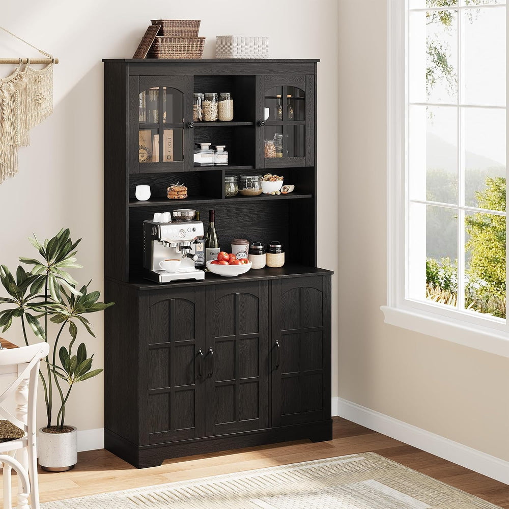 Spacious Storage & Modern Design Pantry Cabinet with Hutch – 70.9'...