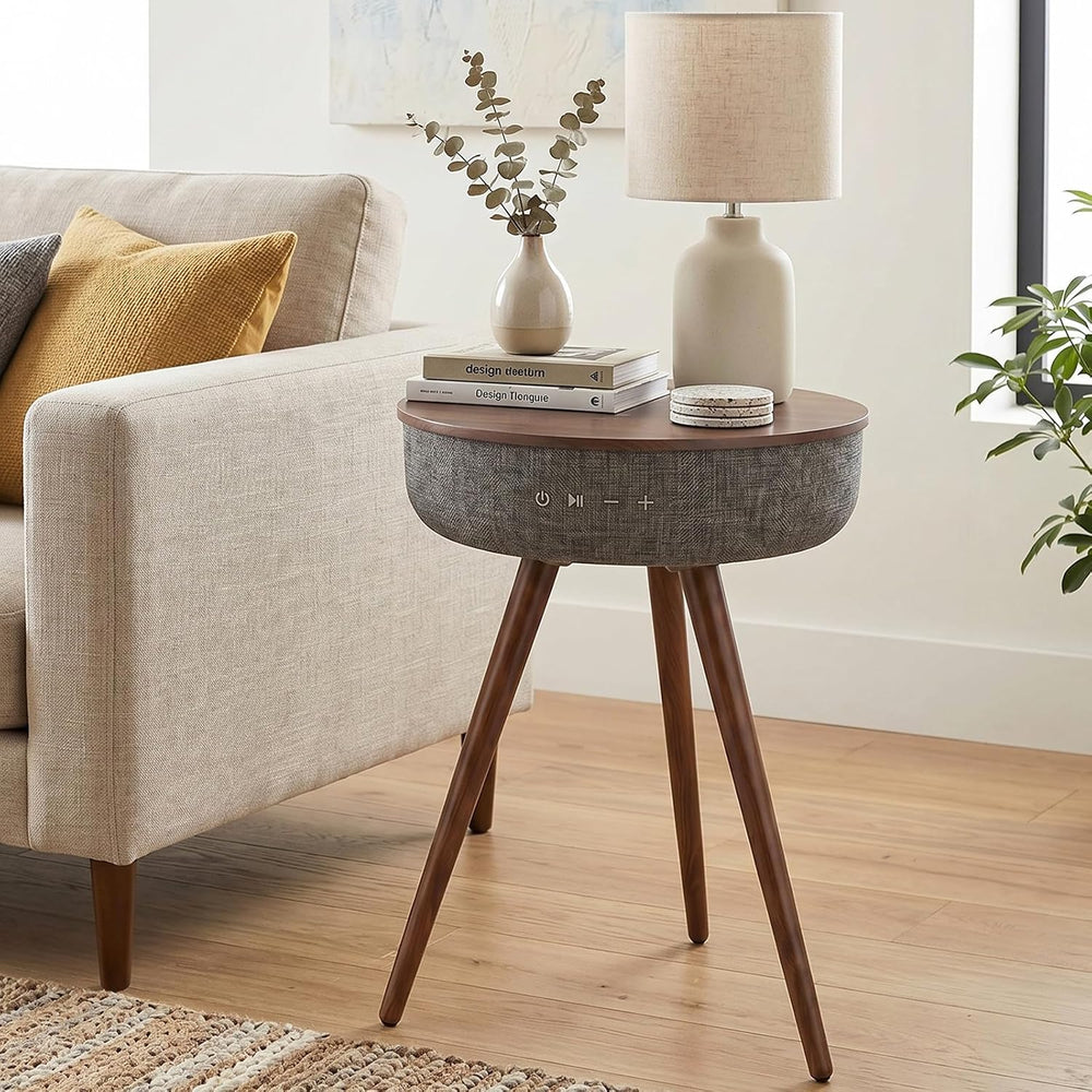 Smart Side Table with Wireless Charger, Modern Smart End Table with Speaker, ...