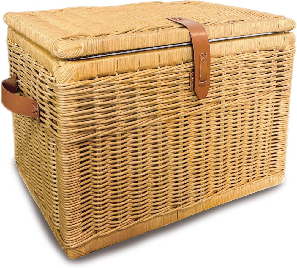 The Basket Lady Deep Wicker Storage Trunk, L, Sandstone | Outside: 24" L...