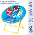 Sega Sonic The Hedgehog 23-Inch Kids Folding Saucer Chair,Portable, Padded Seat with Metal Frame for Kids Ages 3+, Ideal for Bedroom, Playroom, or Gaming Setup