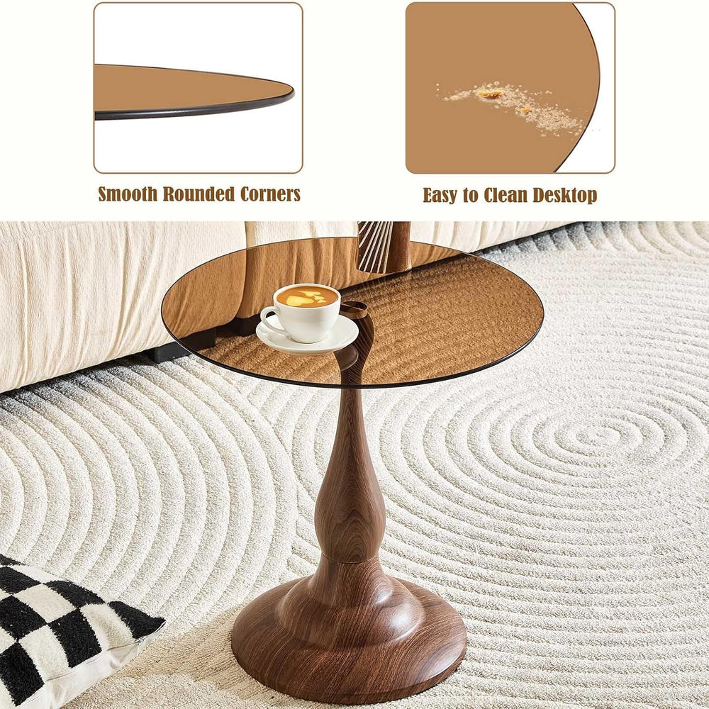 Round Side Table,Round Coffee Table, Small End Tables with Round Metal Frame,...